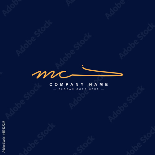 MC Initial Letter Logo - Handwritten Signature Logo