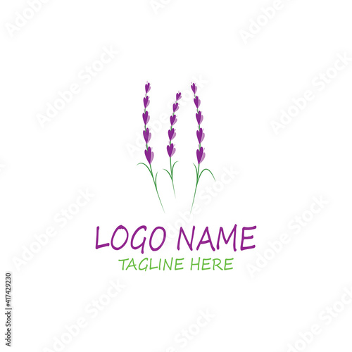 lavender floral aromatic logo vector icon illustration design