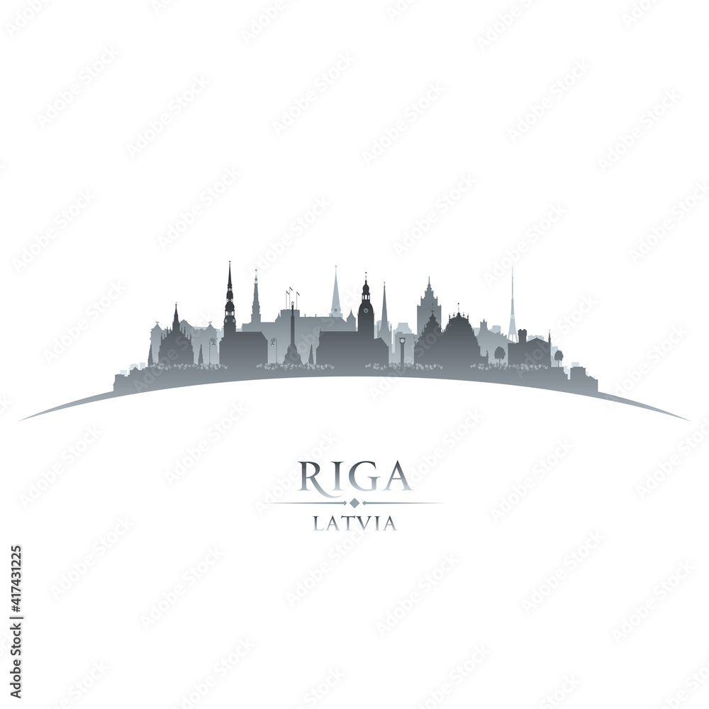 Riga Latvia city silhouette white background