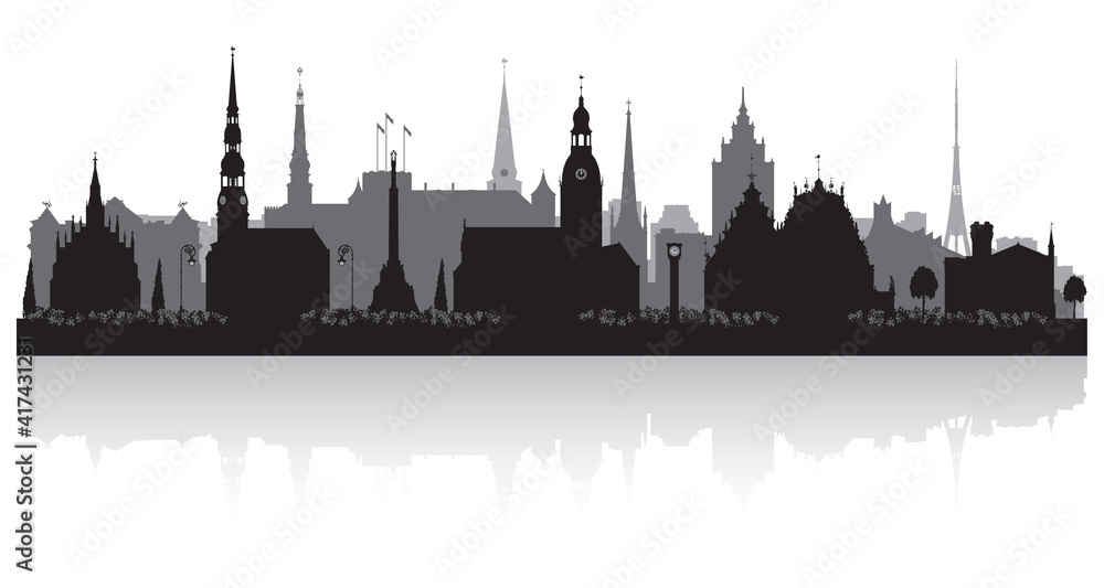 Riga Latvia city skyline silhouette