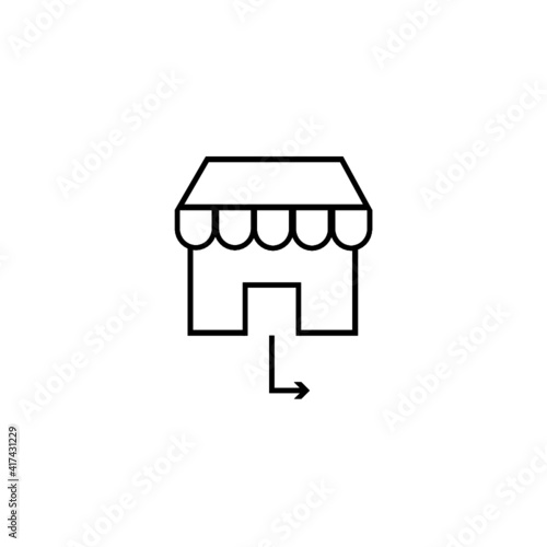 Shop icon with arrow and rounded roof