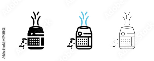 Air purifier machine icons. Editable line shapes. Home device for air purification filtering. Simple line Air Purifier icon for templates, web design, logo and infographics.