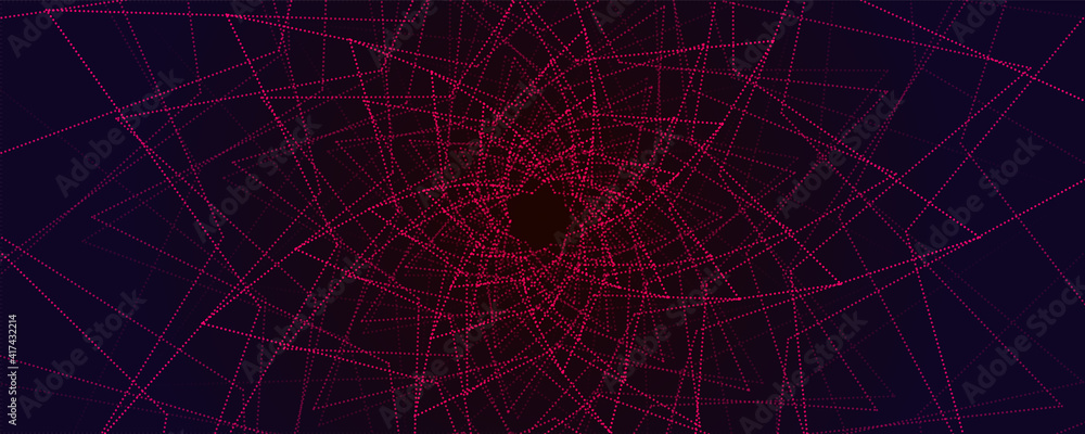 Geometric shape wave dots futuristic dark red technology background . 