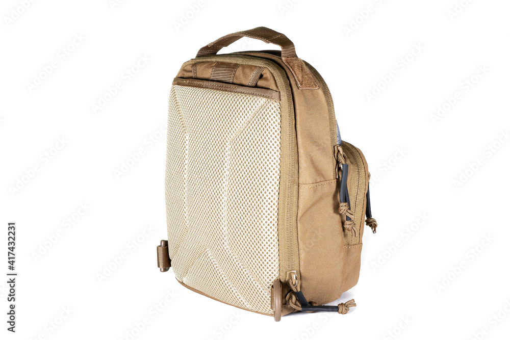 Fototapeta premium small army combat rucksack isolated on white background, studio shot