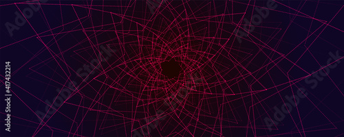 Geometric shape wave dots futuristic dark red technology background . 