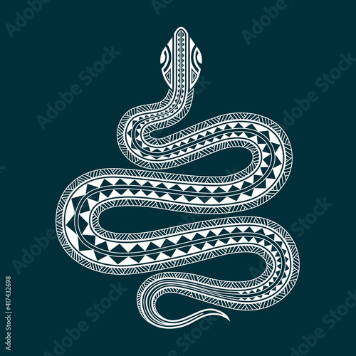 Tableau sur toile Snake Illustration.  Chinese Zodiac snake sighn. Maori style.