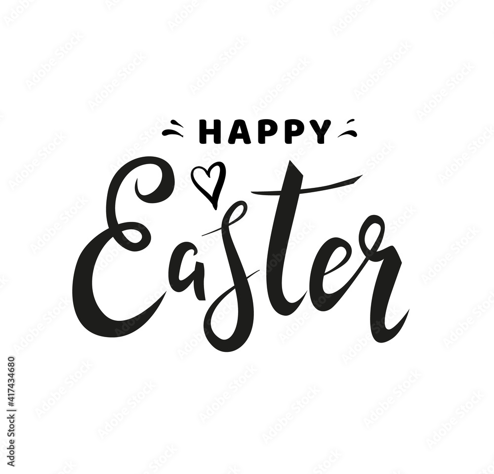 Happy Easter handwritten black modern lettering card design isolated on white background. - Vector illustration Happy Easter handwritten black modern lettering card design isolated on white background. - Vector illustration