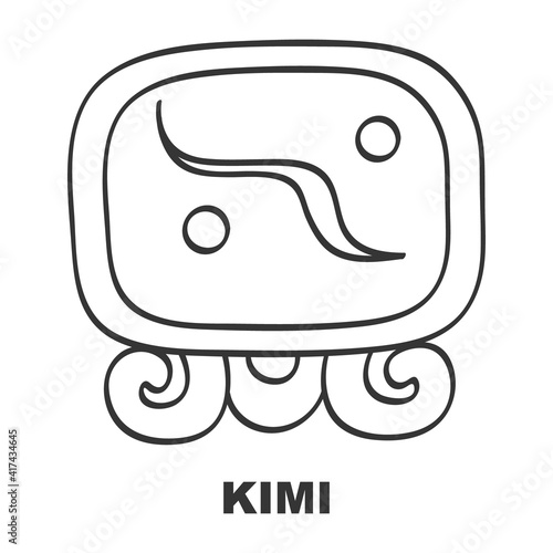 Vector icon with Glyph from Maya calendar Tzolkin. Calendar day symbol Kimi photo