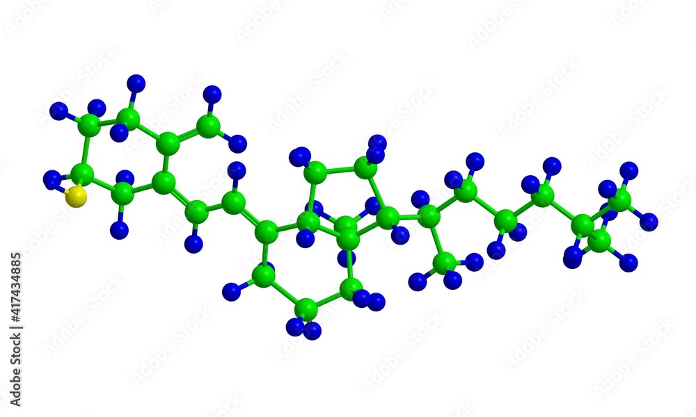 Molecular structure of vitamin D3, 3D rendering Molecular structure of vitamin D3, 3D rendering