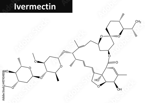 Molecular structure of Ivermectin, 2D rendering photo