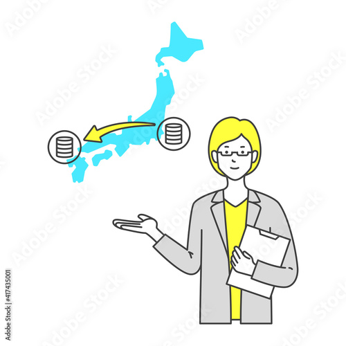 サーバーの冗長化を提案する女性のコンサルタント