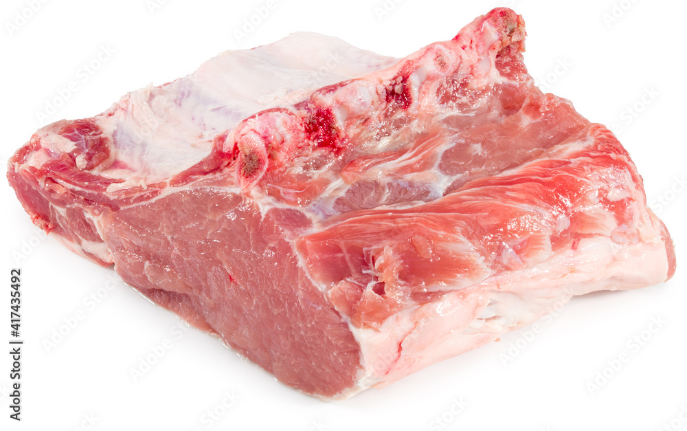 Raw pork meat isolated on white background. clipping path