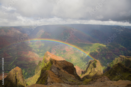 Rainbow over Waimea canyon, Kauai, hawaii