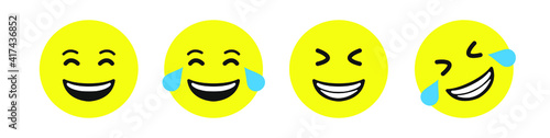 Set of emoji with laugh