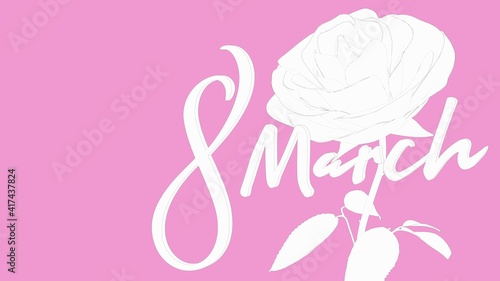 March 8 Women's Day drawing in pink background 
