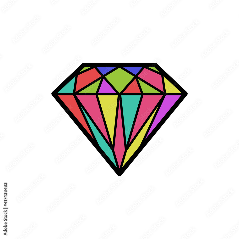 Diamond with mosaic coloron white background Diamond with mosaic coloron white background