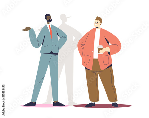 Businessman lying to partner. Business man liar cheating and betraying colleague
