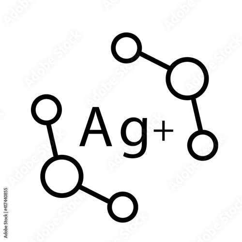 Silver ions line icon on white