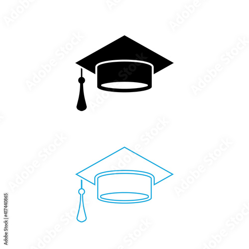 Set of Graduation cap vector icon
