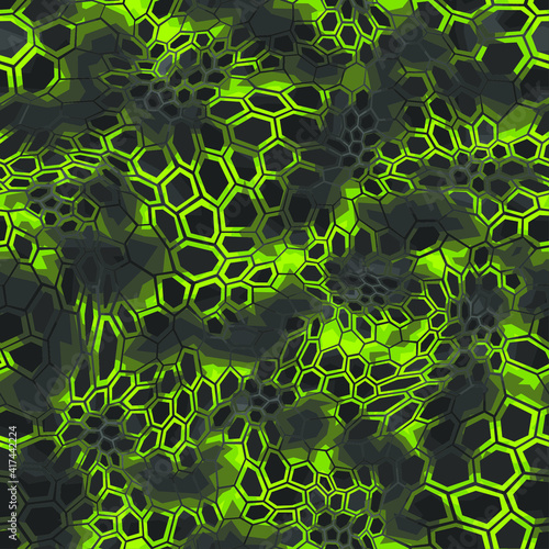 Hexagonal camouflage seamless patern. Abstract modern endless digital contemporary design texture. Military geometric ornament for fabric, fashion and vinyl wrap print. Vector illustration.