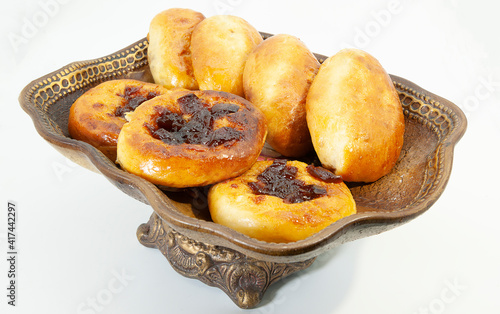 homemade pies and cheesecakes in a brown vase
