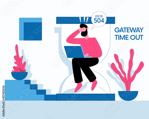 Download error illustration vector, gateway timeout concept