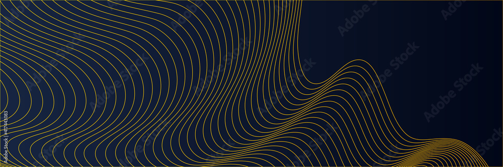 Yellow wave line on blue background for technology abstract background. Suit for technology business wide banner Yellow wave line on blue background for technology abstract background. Suit for technology business wide banner
