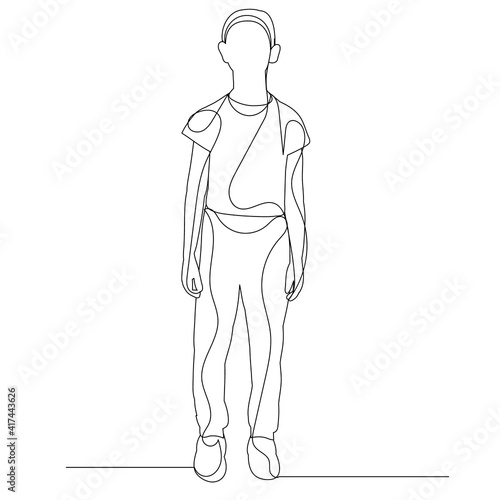 vector  isolated  one line drawing boy  child