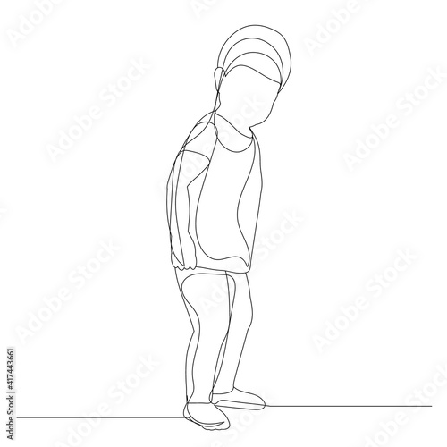 isolated  one line drawing boy  child
