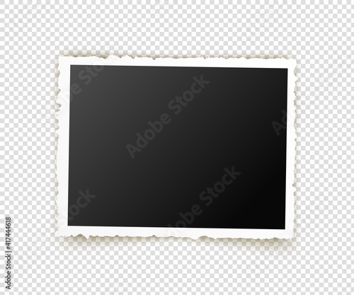 Old photo. Retro image frames. Empty snapshot frame template. Vector illustration isolated on transparent background.