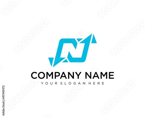 N lettering logo design. Creative minimal monochrome monogram symbol. Universal elegant vector sign design. Premium business logo type. Graphic alphabet symbol for company business identity