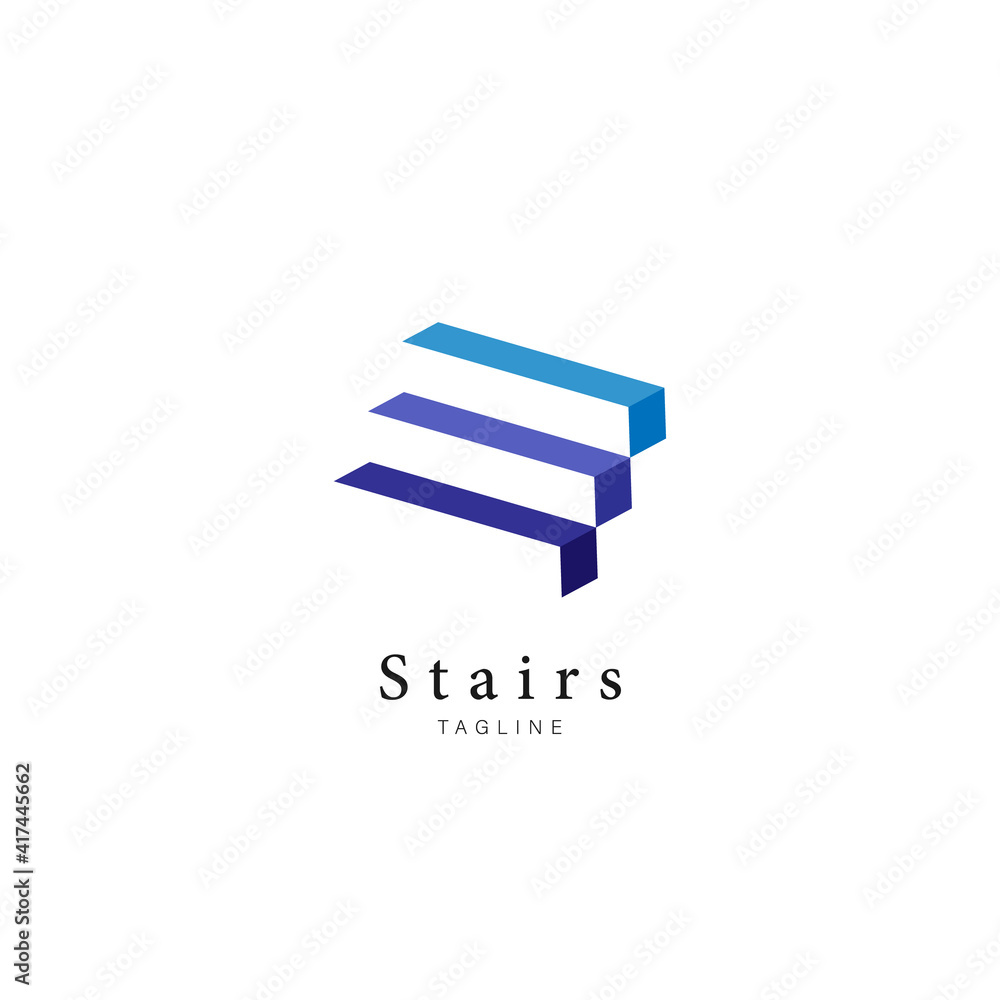 Geometric linear Stairs Logo Symbol Design Template Flat Style Vector