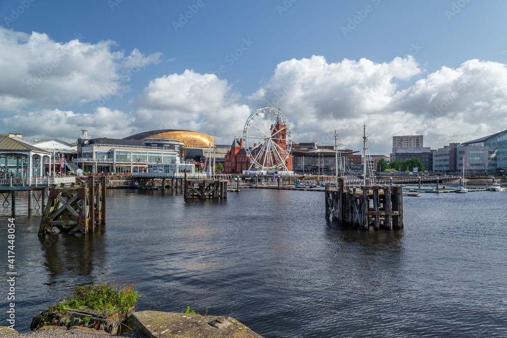 Naklejka premium Cardiff Bay is located in the south of Cardiff, the capital of Wales. 