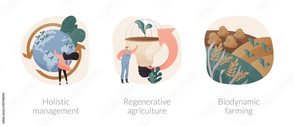 Conservation and rehabilitation farming system abstract concept vector ...