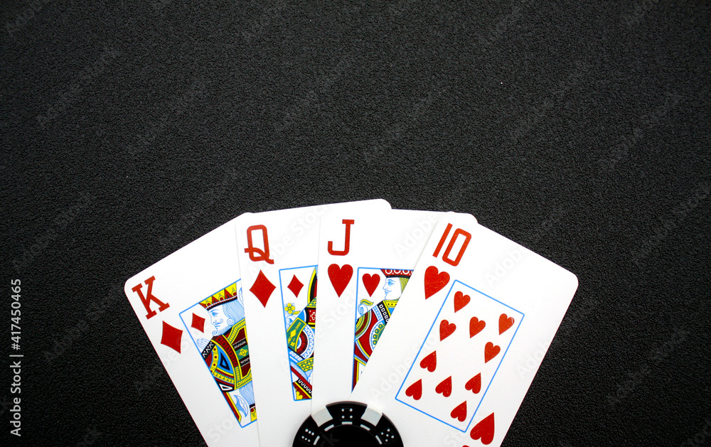 Obraz premium Pot limit omaha poker (PLO), strong starting-hand, double suited rundown