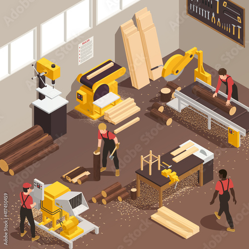 Sawmill Isometric Illustration