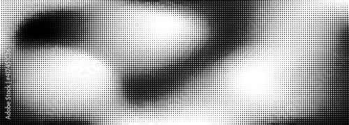 Halftone wave. Pattern. Abstract dotted background. Texture of black dots. Monochrome gradient background. Vector illustration.