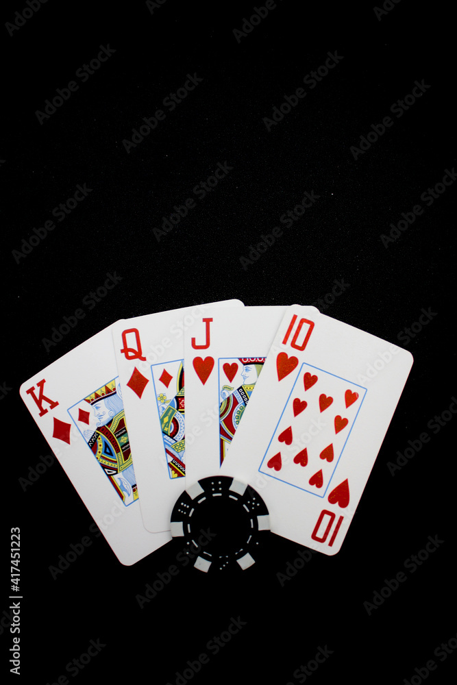 Obraz premium Pot limit omaha poker (PLO), strong starting-hand, double suited rundown