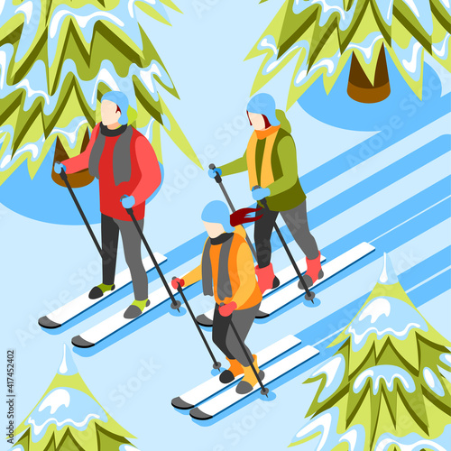 Winter Fun Isometric Background