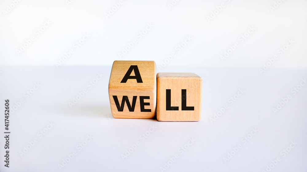 All is well symbol. Turned cubes with words all well. Beautiful white table, white background, copy space. Business, motivational and all is well concept. All is well symbol. Turned cubes with words all well. Beautiful white table, white background, copy space. Business, motivational and all is well concept.