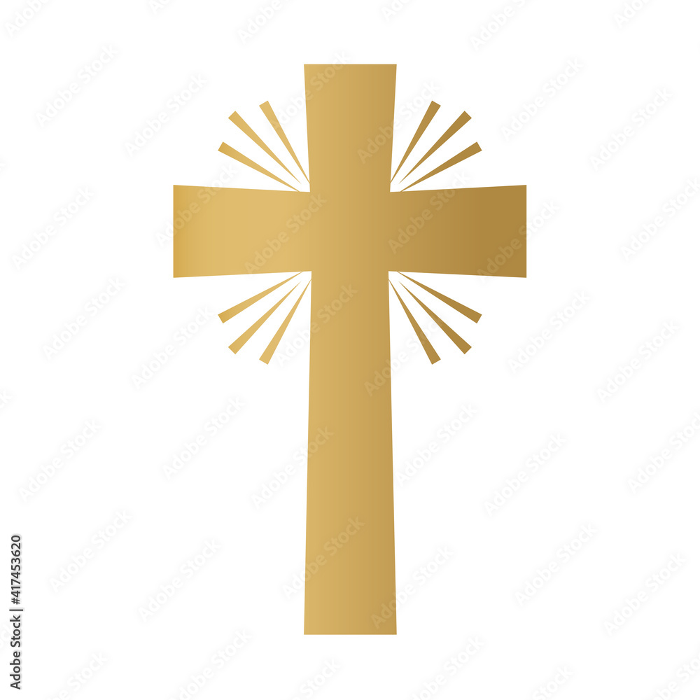 golden christian catholic holy cross icon- vector illustration ...