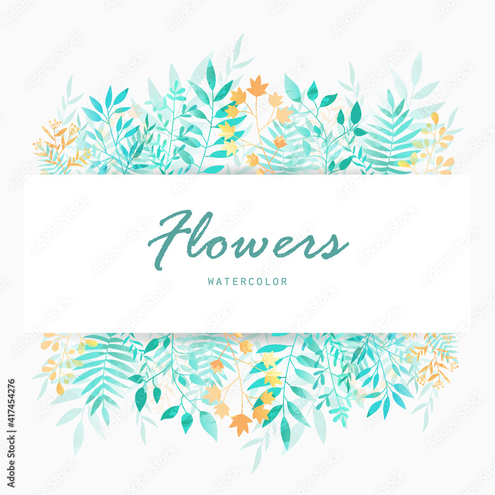 leaves flowers bouquet watercolor patterns back ground