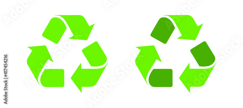 Recycle or reuse icons set. Green rotation arrow sign.