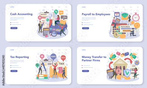Accountant web banner or landing page set. Professional bookkeeper.