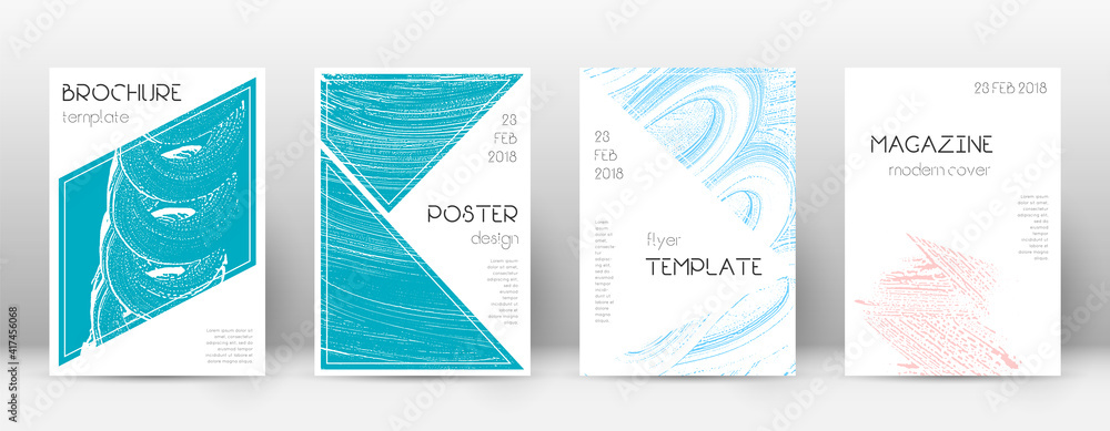 Cover page design template. Triangle brochure layout. Comely trendy abstract cover page. Pink and bl