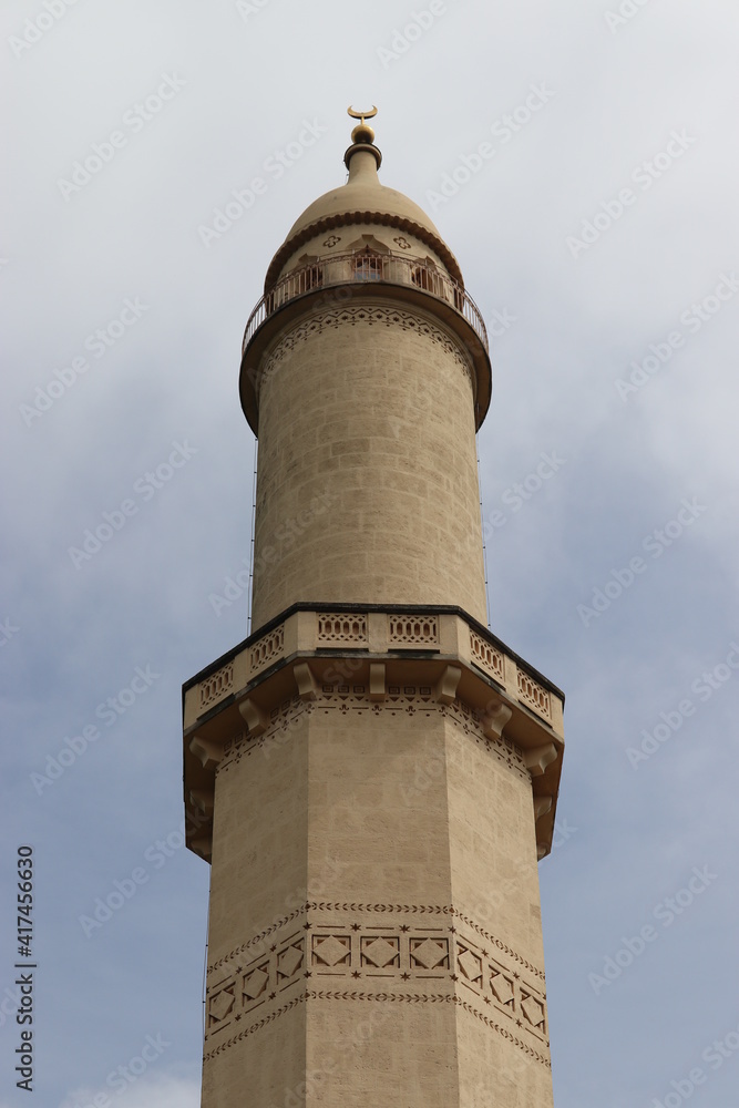 A view to the top of the minaret in the castle garden at Lednice, Czech republic