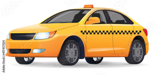 Yellow taxi vector illustration isolated background.
