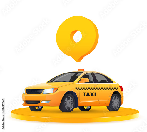 Yellow taxi vector illustration isolated background.