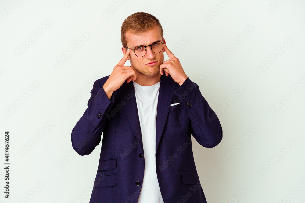 Young business caucasian man isolated on white background Young business caucasian man isolated on white background
