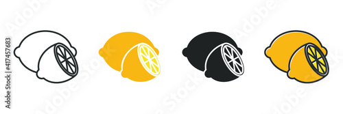 Garden fresh lemon icon. lemon fruits healthy lifestyle symbol template for graphic and web design collection logo vector illustration